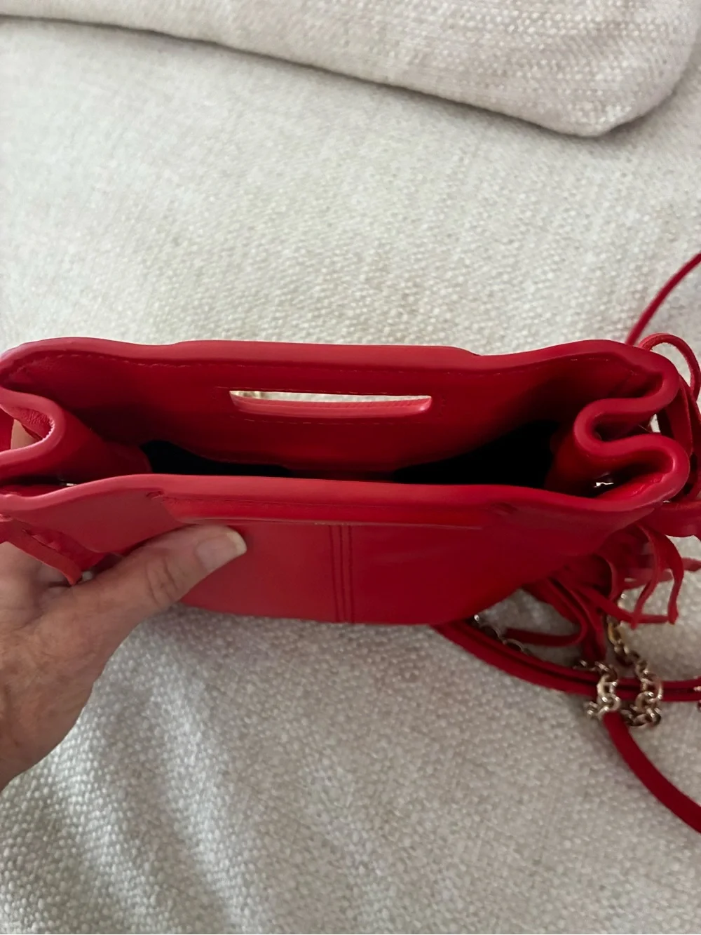 Maje NWOT Mini M Bag With Chain & Crossbody StrapIn Red Leather